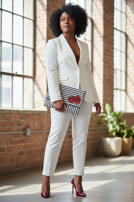 👜 EvelynAnn Signature Stripe Clutch