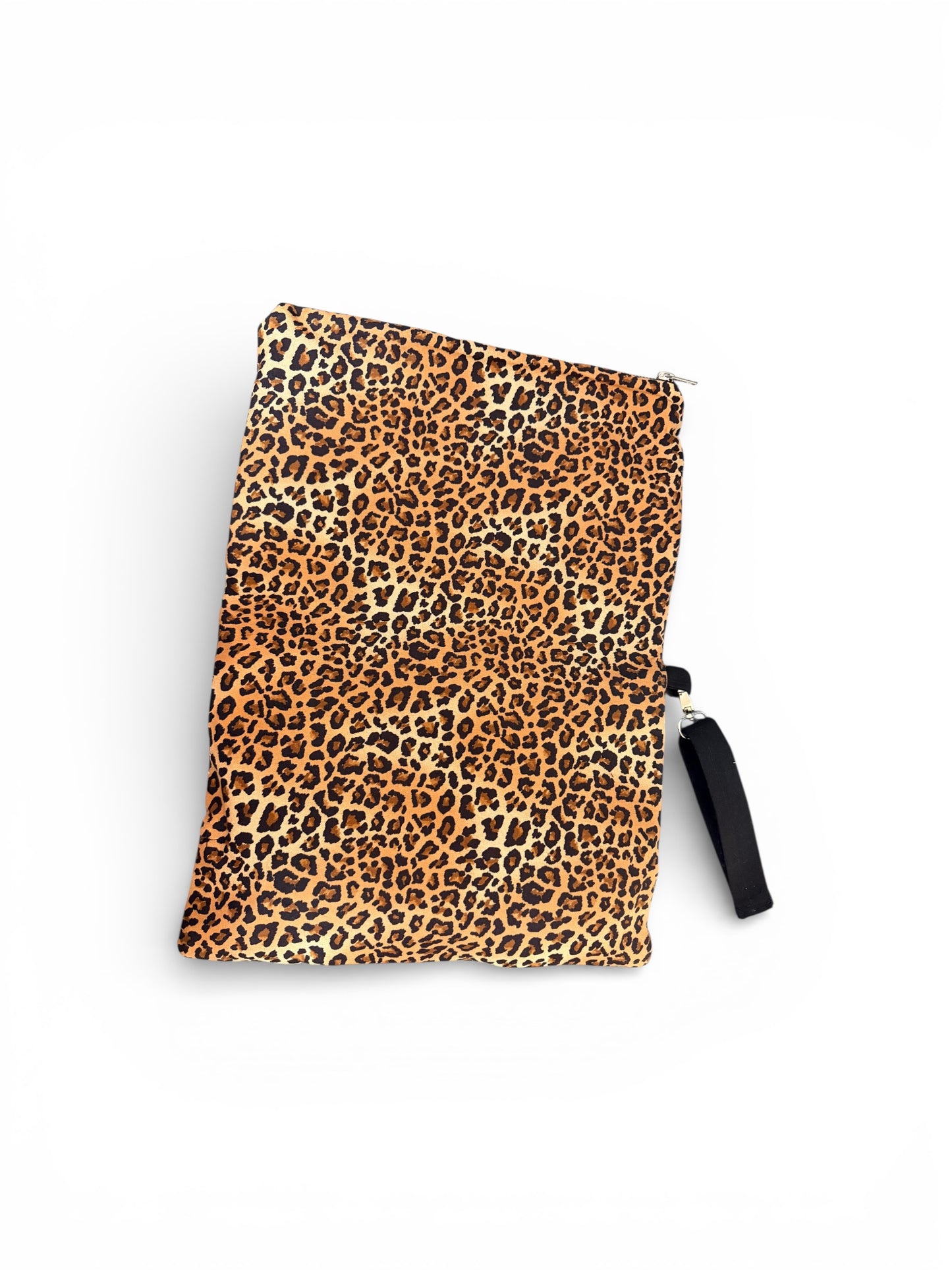EvelynAnn Denim & Leopard Patchwork Wristlet | Expandable Statement Clutch