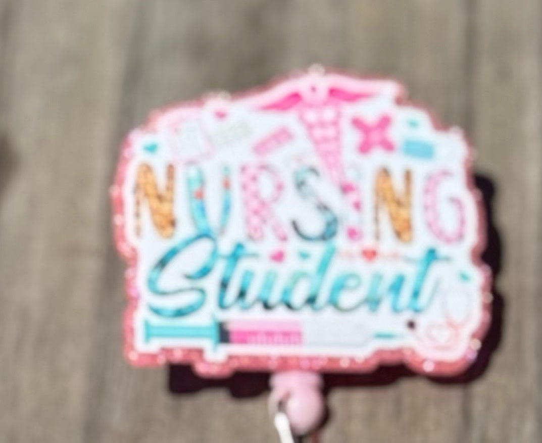 Nursing Student Badge Reel with Nurse Badge Holder – Retractable Glitter ID Set