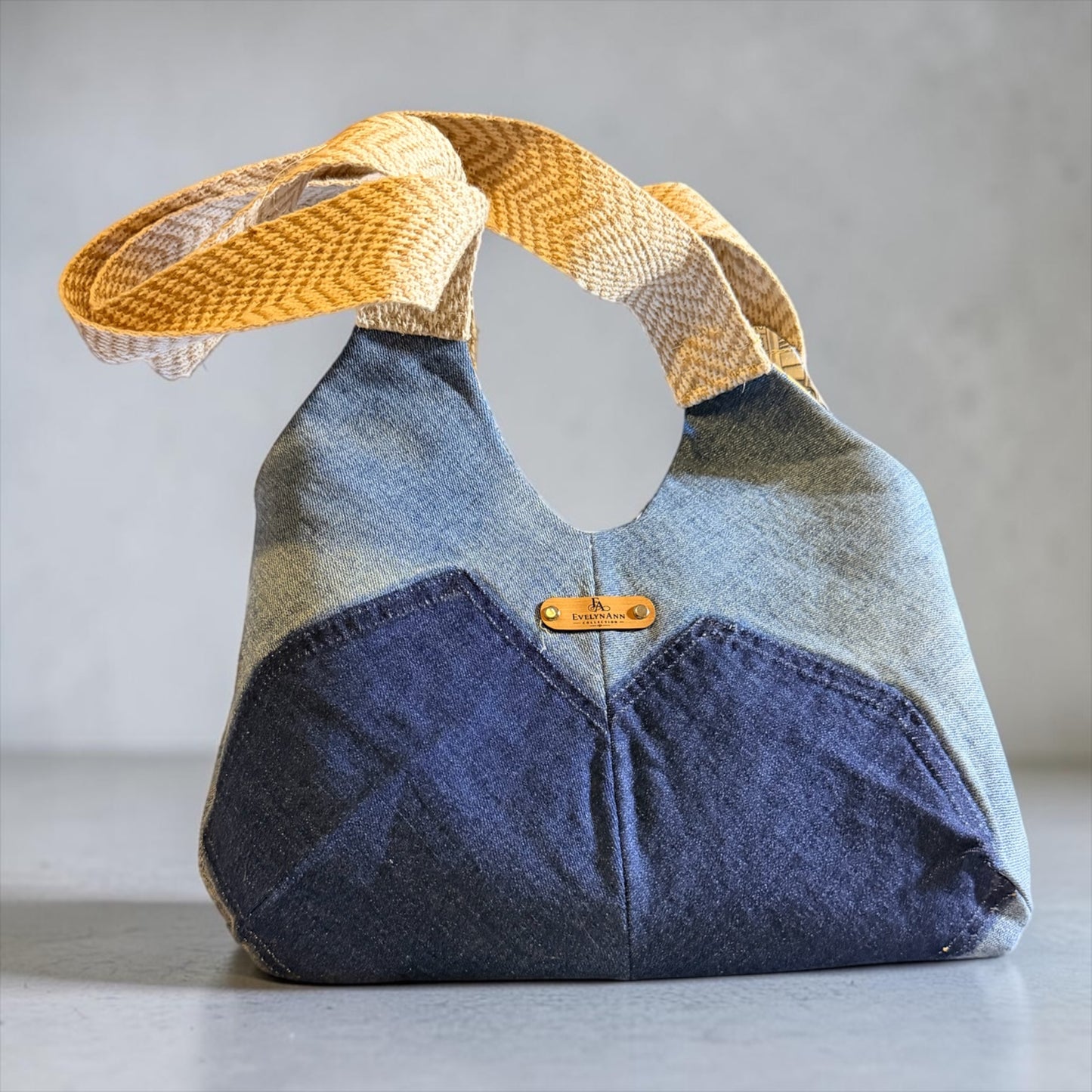 Retro Two Tone Denim Handbag