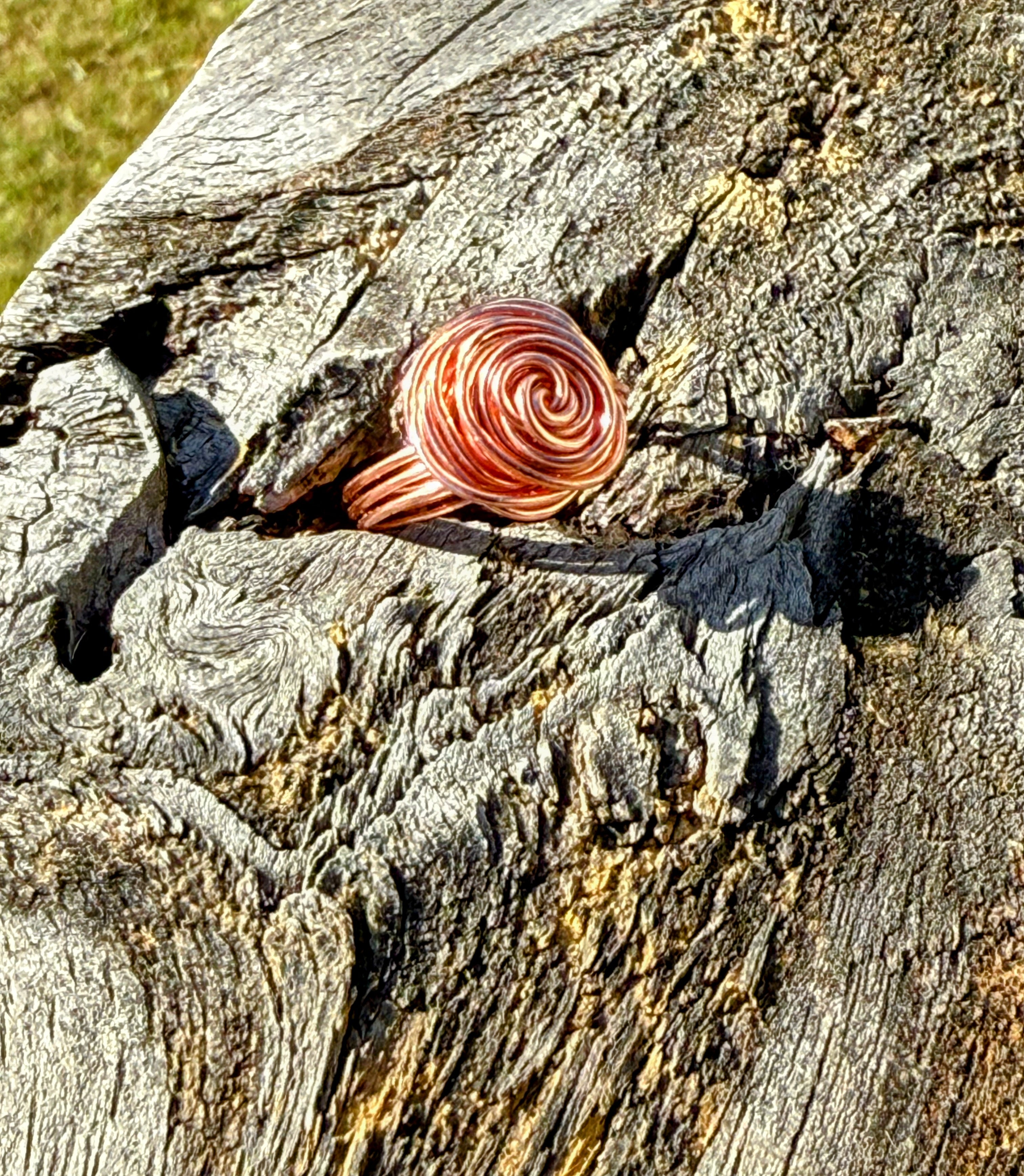 Copper Rose Wire Bracelet & Ring Set – Artistic Spiral Jewelry