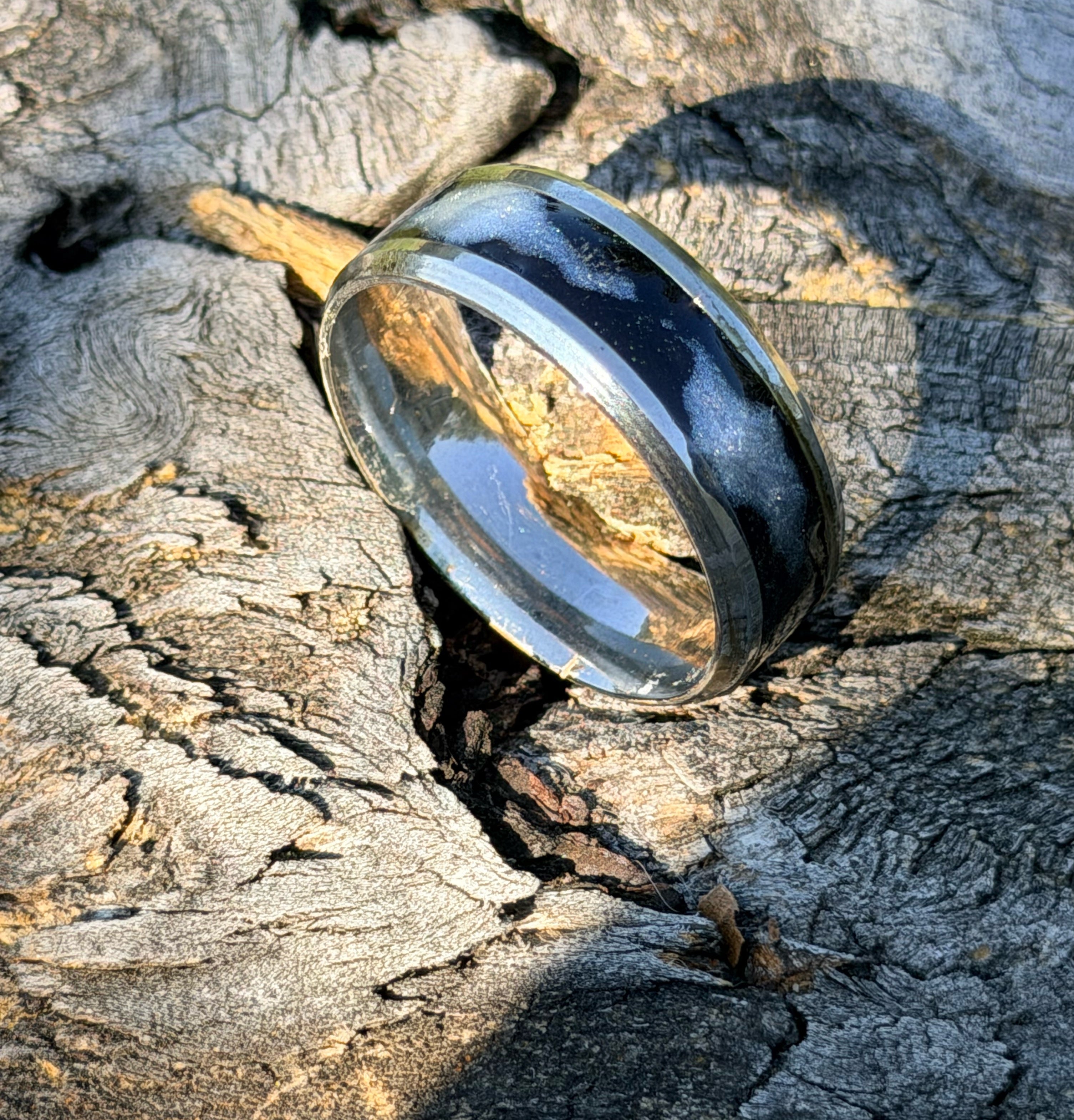 Shadow Edge Ring – Handmade Stainless Steel Black Band