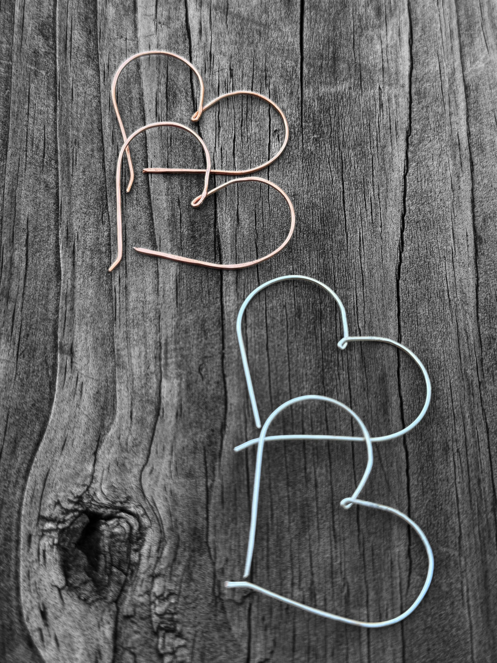 Heart Hoop Earrings – Copper & Silver Tone