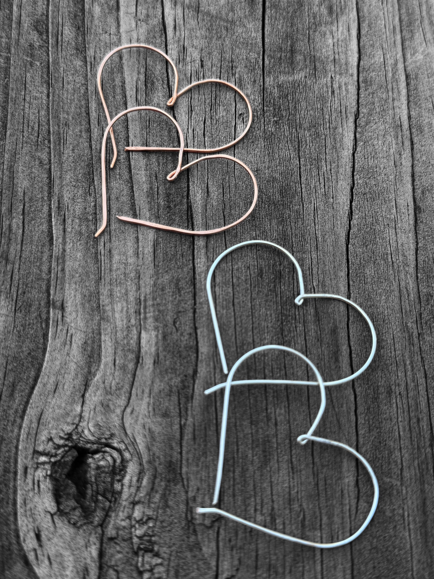 Heart Hoop Earrings – Copper & Silver Tone