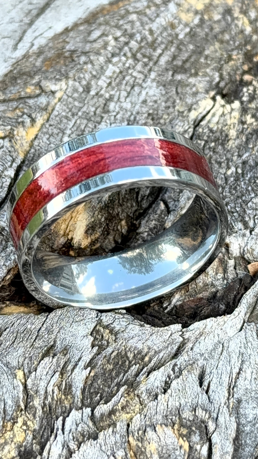 Crimson Edge Handcrafted Stainless Steel Band