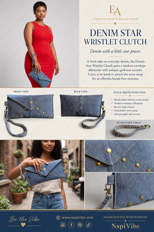 EvelynAnn™ Denim Star Wristlet Clutch