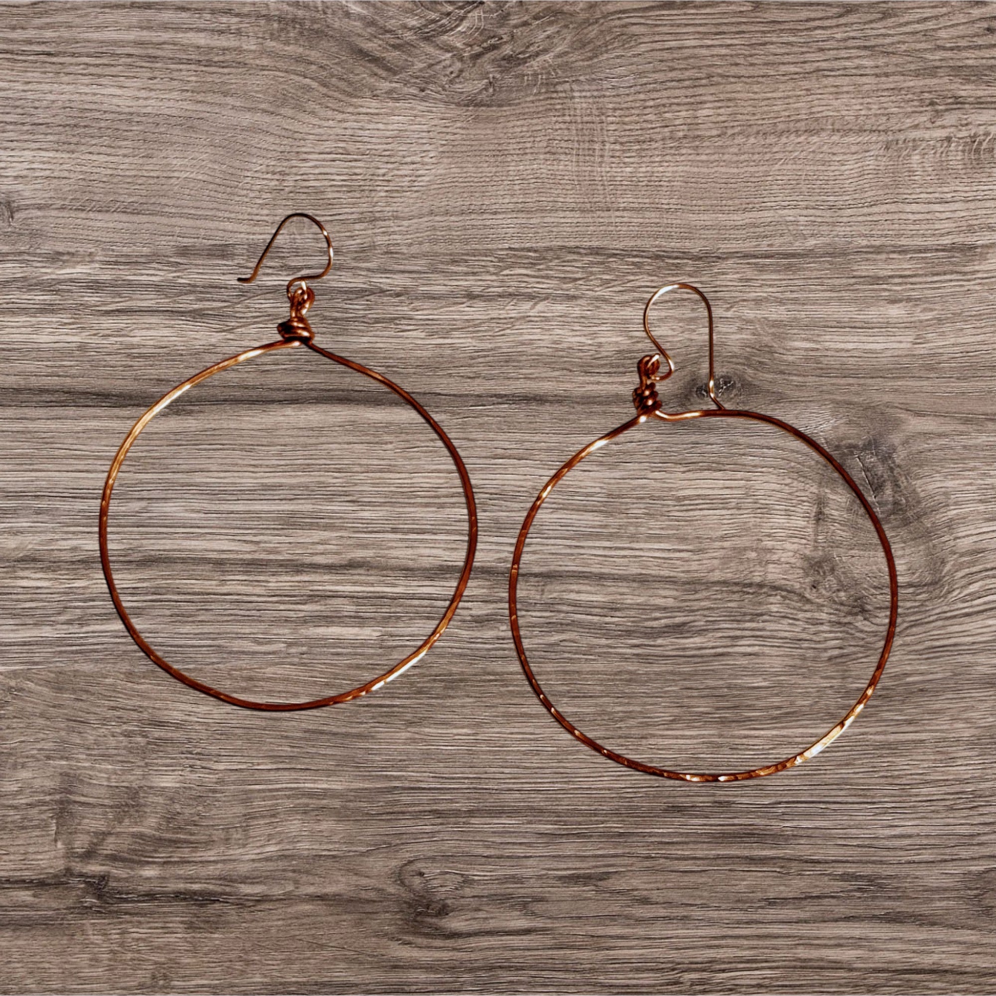 Handmade Hammered Copper Hoop Earrings – Lightweight Boho Artisan Jewelry