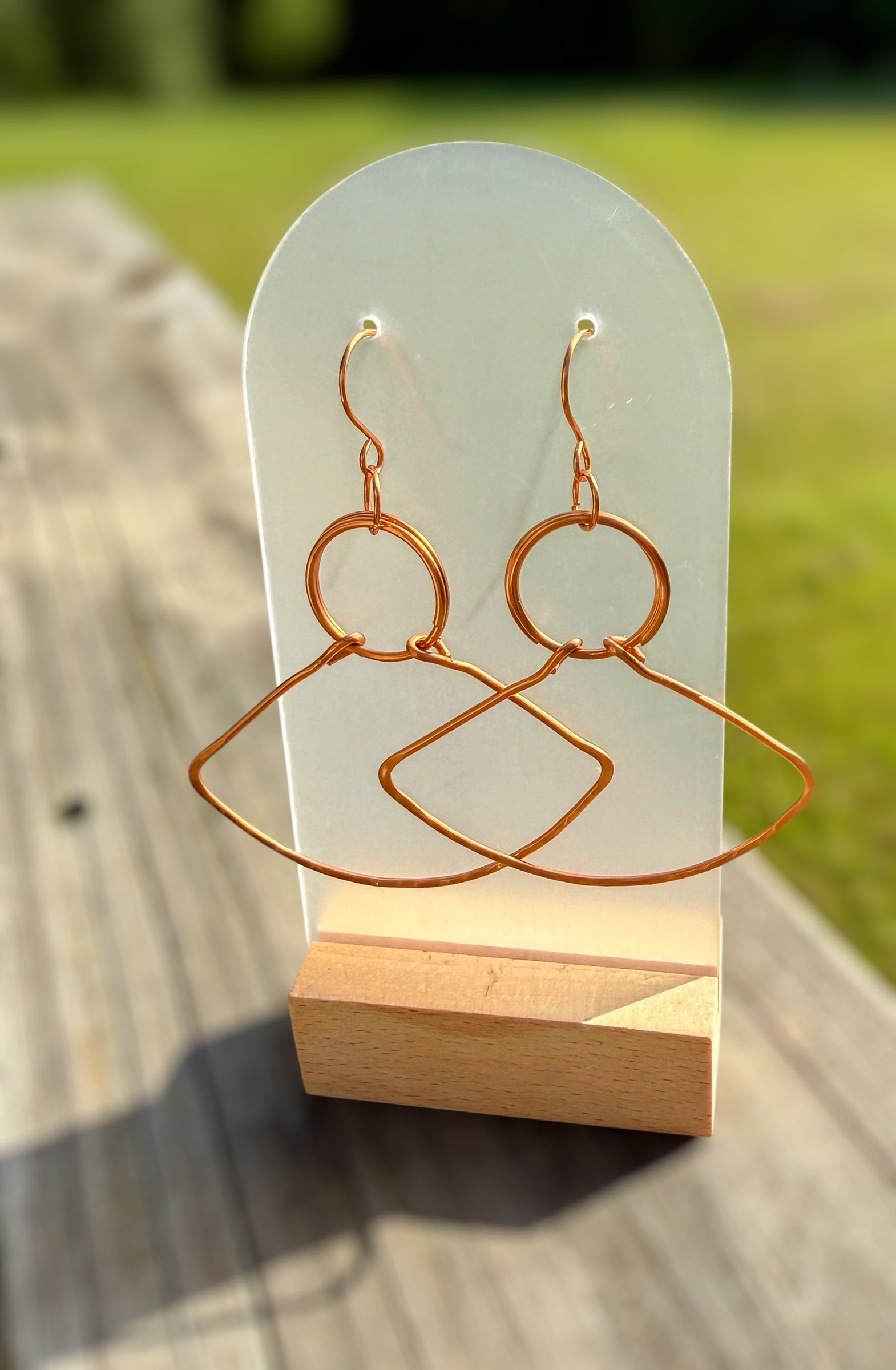 Handmade Geometric Copper Earrings – Lightweight Boho Statement Jewelry