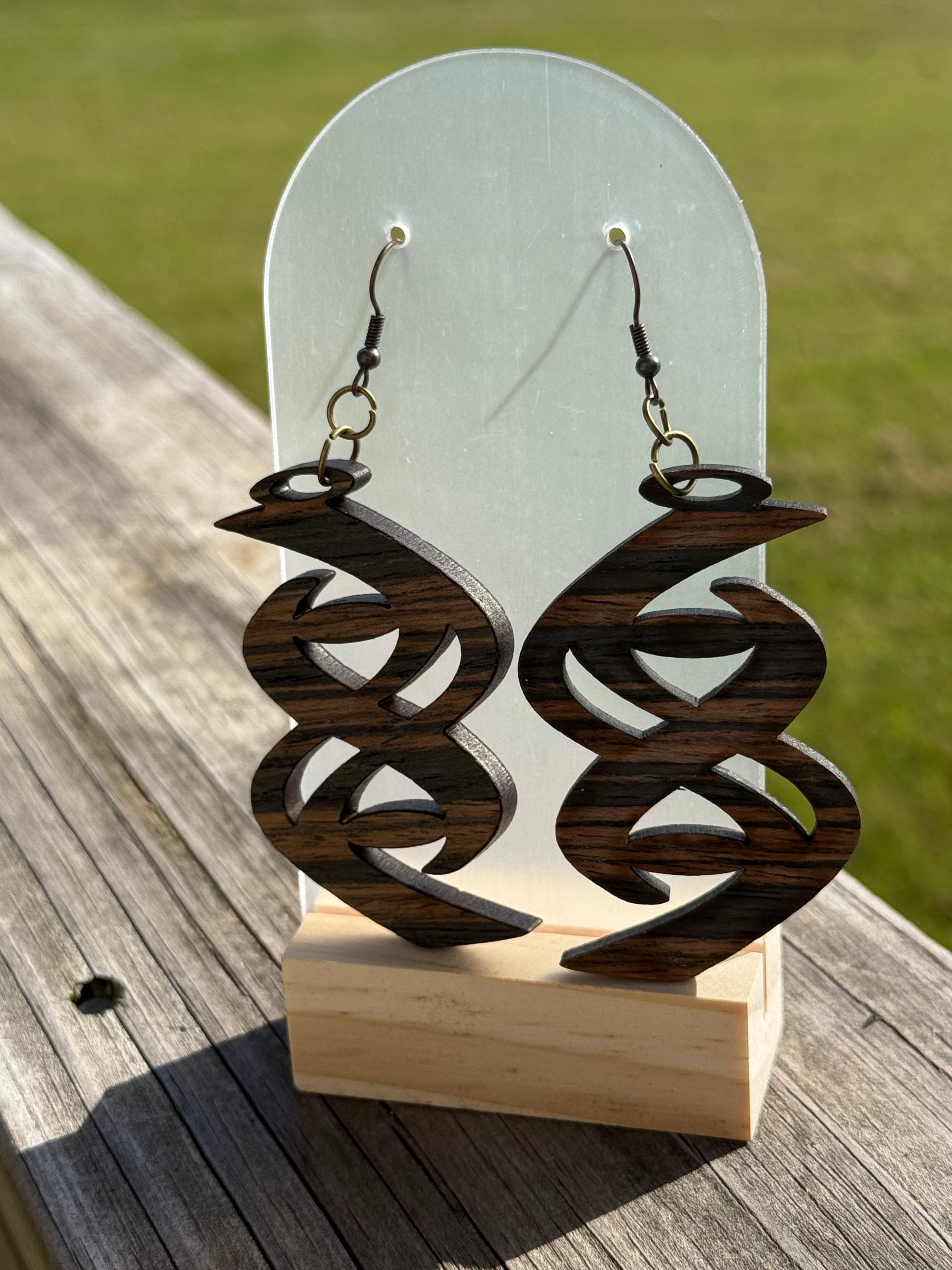 Handmade Swirl Wood Earrings | Lightweight Boho Statement Jewelry