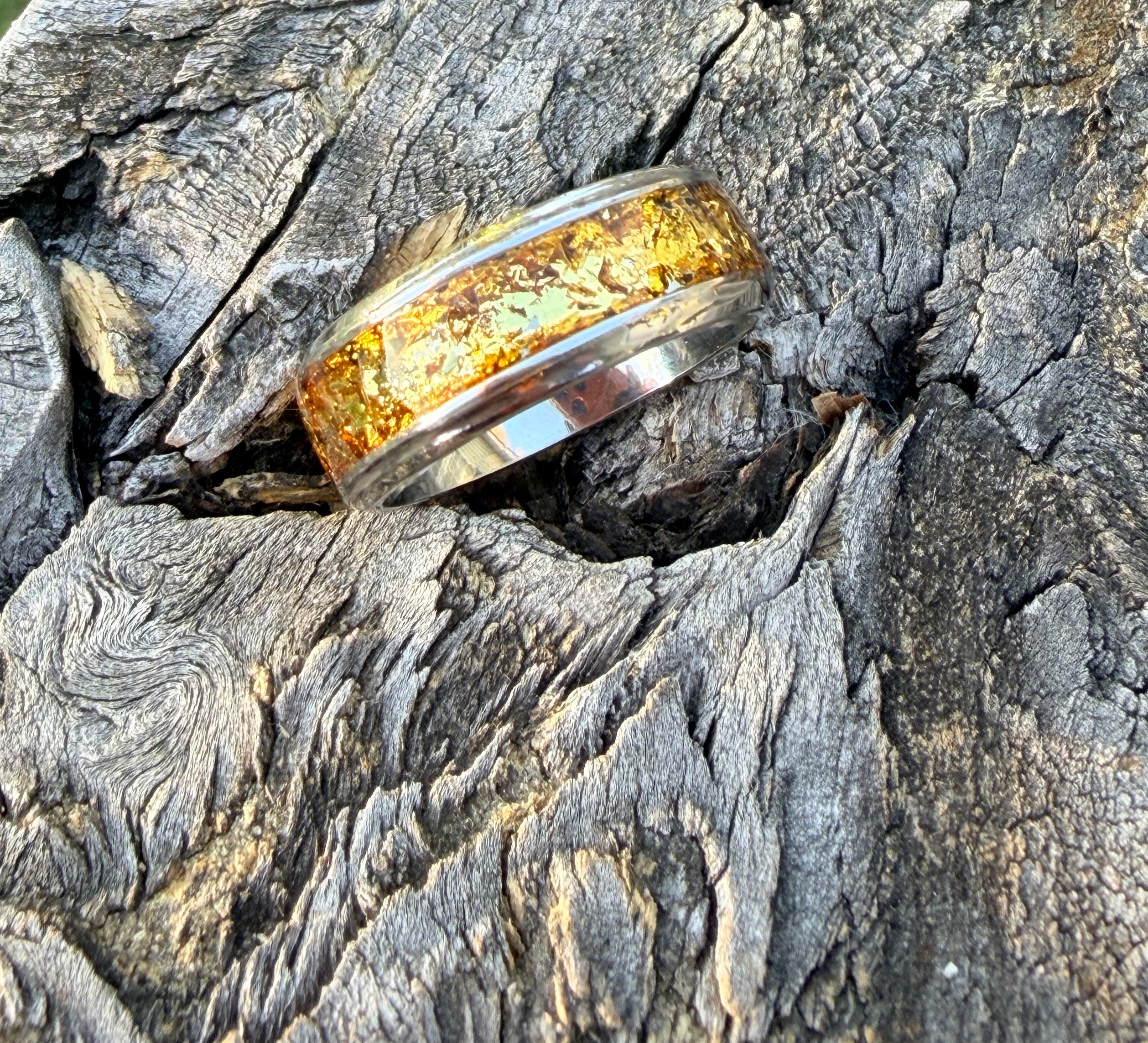 Golden Aura Stainless Steel Inlay Band