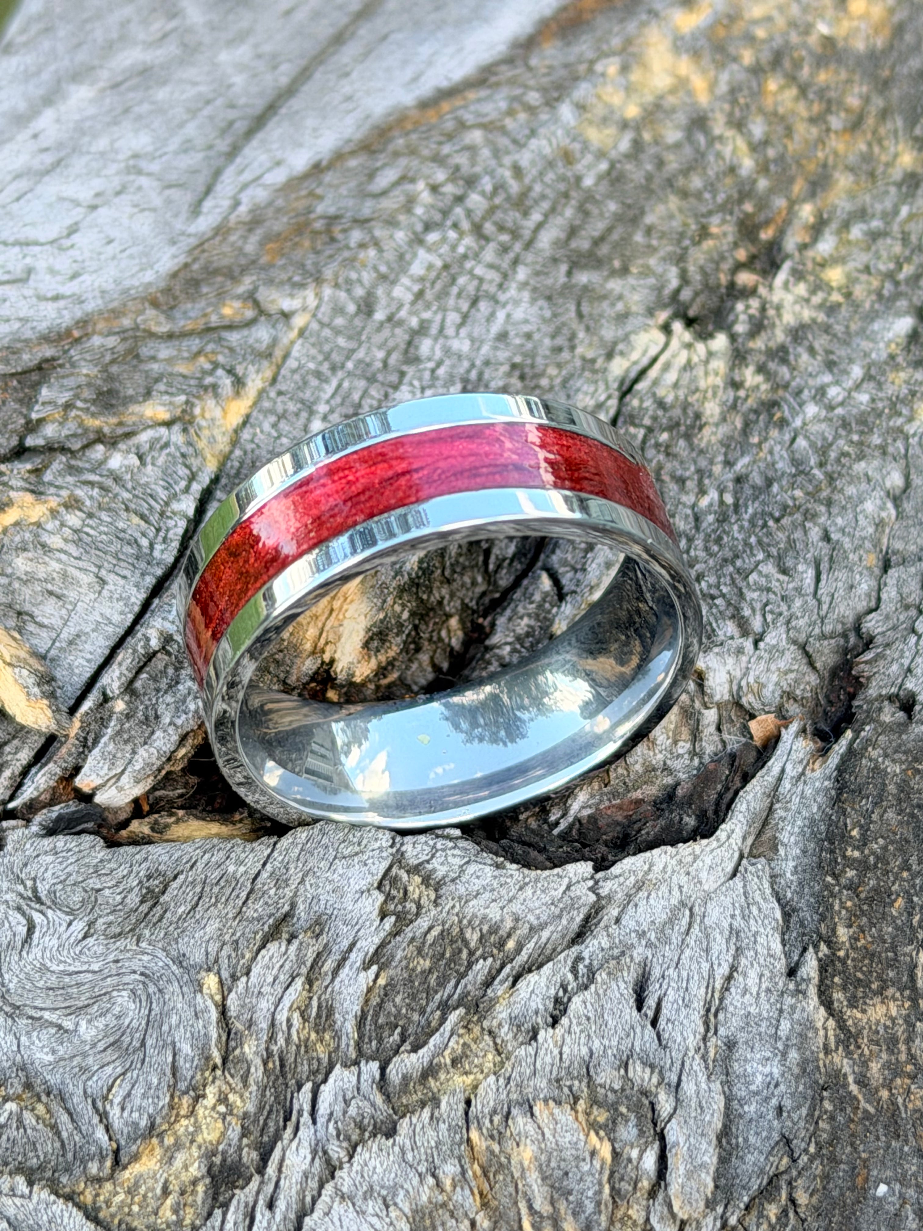Crimson Edge Handcrafted Stainless Steel Band