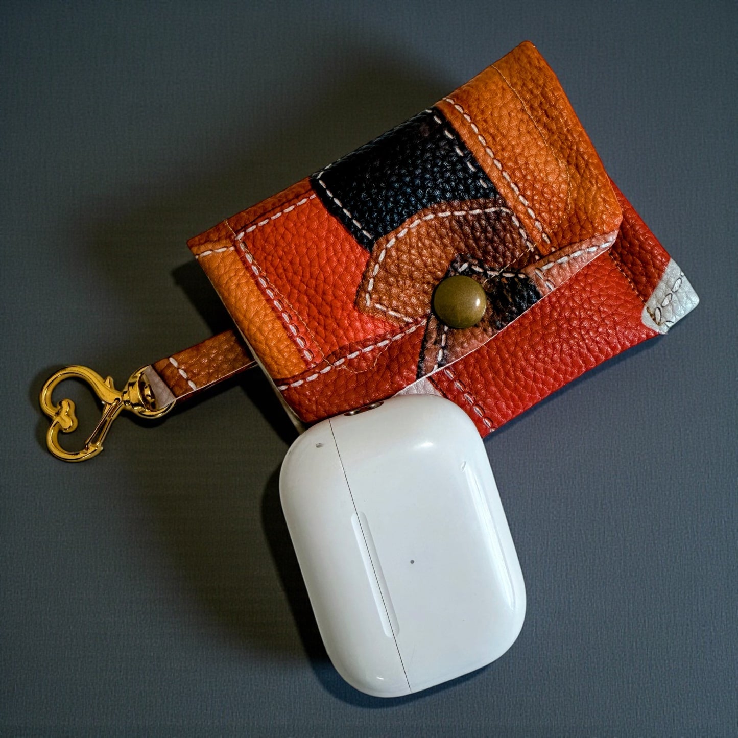 Handcrafted Patchwork Earbud Case | Clip-On AirPods Pouch | NspiVibe Accessory