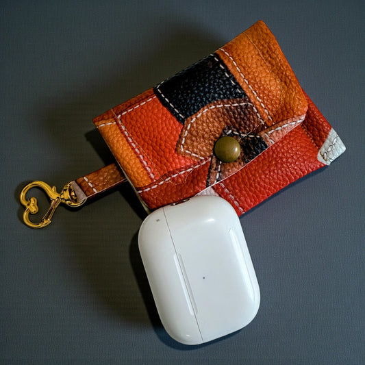 Handcrafted Patchwork Earbud Case | Clip-On AirPods Pouch | NspiVibe Accessory