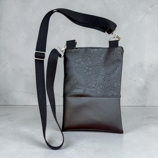 Dragonfly Faux Leather Crossbody Bag