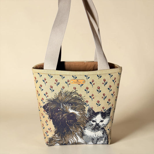 EvelynAnn FurEver Friends Tote | Cat & Dog Tapestry Handcrafted Tote Bag