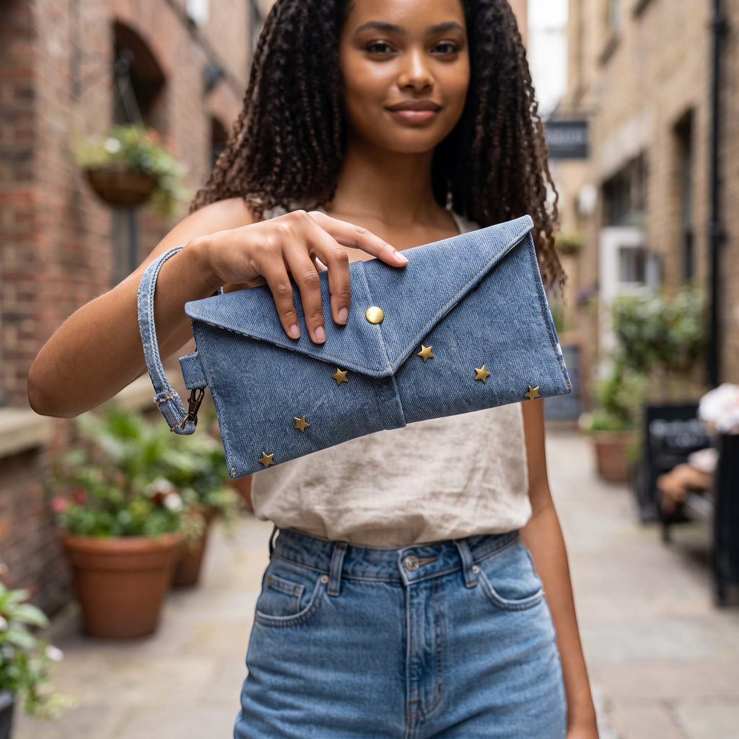 EvelynAnn™ Denim Star Wristlet Clutch